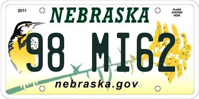 NE license plate 98MI62