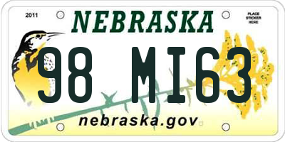 NE license plate 98MI63