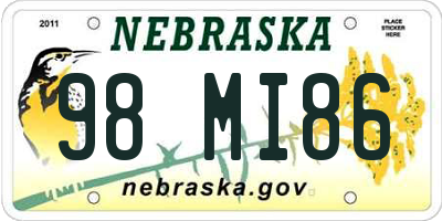 NE license plate 98MI86