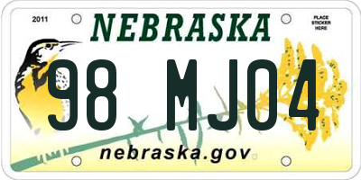 NE license plate 98MJ04