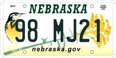 NE license plate 98MJ21