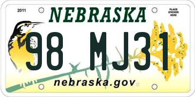 NE license plate 98MJ31