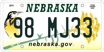 NE license plate 98MJ33