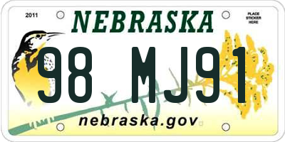NE license plate 98MJ91
