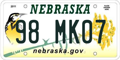 NE license plate 98MK07