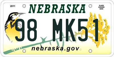 NE license plate 98MK51