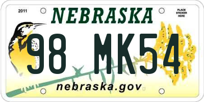 NE license plate 98MK54