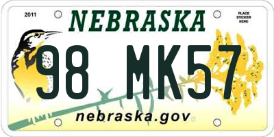 NE license plate 98MK57