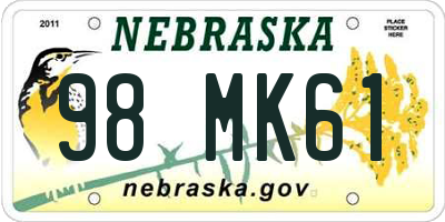 NE license plate 98MK61