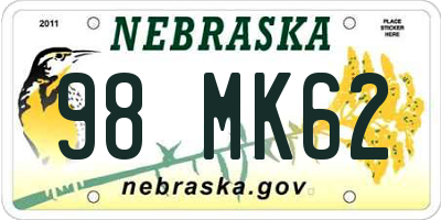NE license plate 98MK62