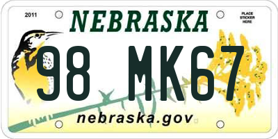 NE license plate 98MK67