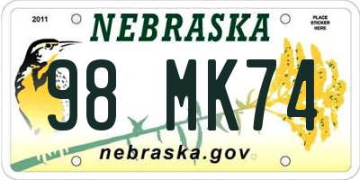 NE license plate 98MK74