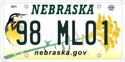 NE license plate 98ML01