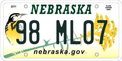 NE license plate 98ML07