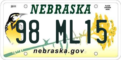 NE license plate 98ML15