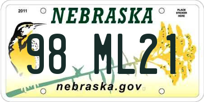 NE license plate 98ML21