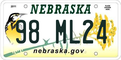 NE license plate 98ML24