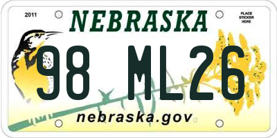 NE license plate 98ML26