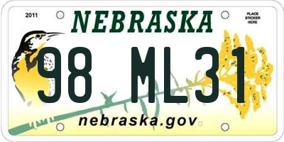 NE license plate 98ML31