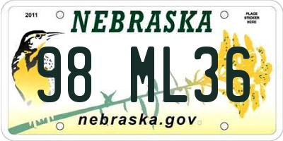 NE license plate 98ML36