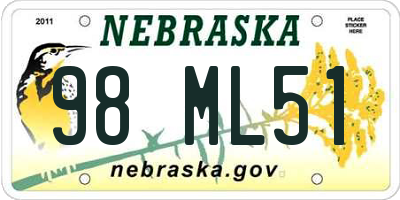 NE license plate 98ML51