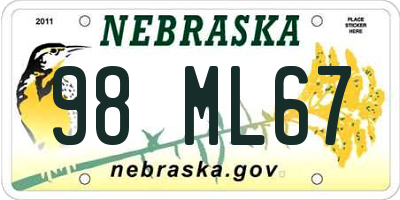NE license plate 98ML67