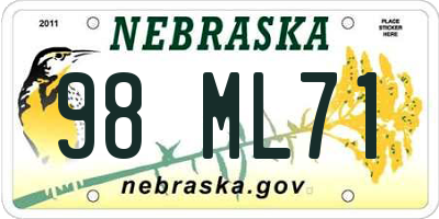 NE license plate 98ML71