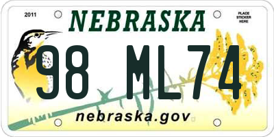 NE license plate 98ML74