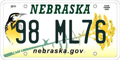 NE license plate 98ML76