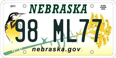 NE license plate 98ML77
