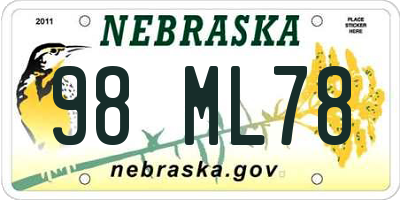 NE license plate 98ML78