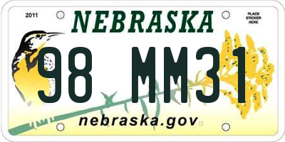 NE license plate 98MM31