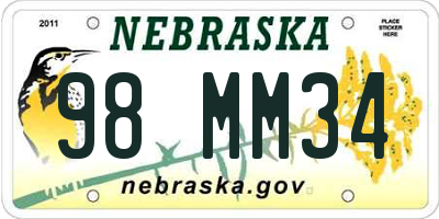 NE license plate 98MM34
