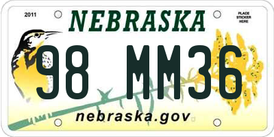 NE license plate 98MM36