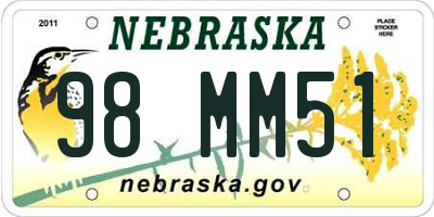 NE license plate 98MM51