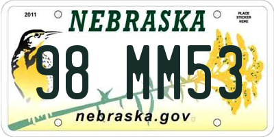 NE license plate 98MM53