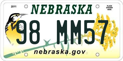 NE license plate 98MM57