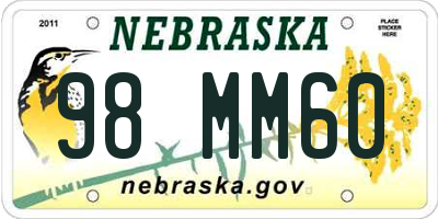 NE license plate 98MM60