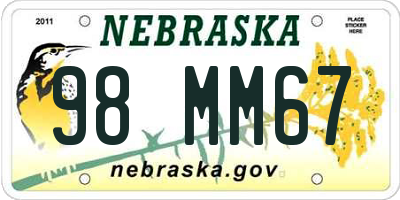 NE license plate 98MM67