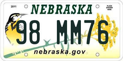NE license plate 98MM76