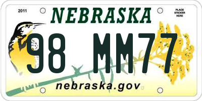 NE license plate 98MM77