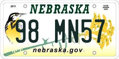 NE license plate 98MN57