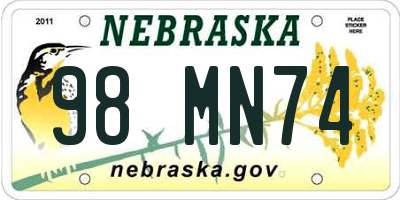 NE license plate 98MN74