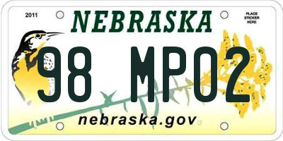 NE license plate 98MP02