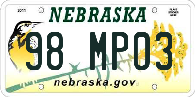 NE license plate 98MP03
