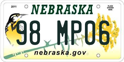 NE license plate 98MP06