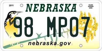 NE license plate 98MP07