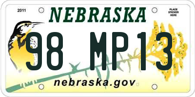 NE license plate 98MP13