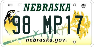 NE license plate 98MP17