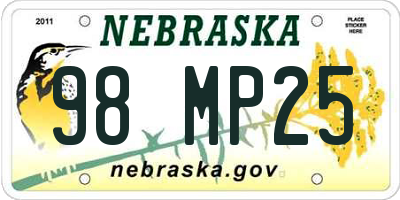 NE license plate 98MP25